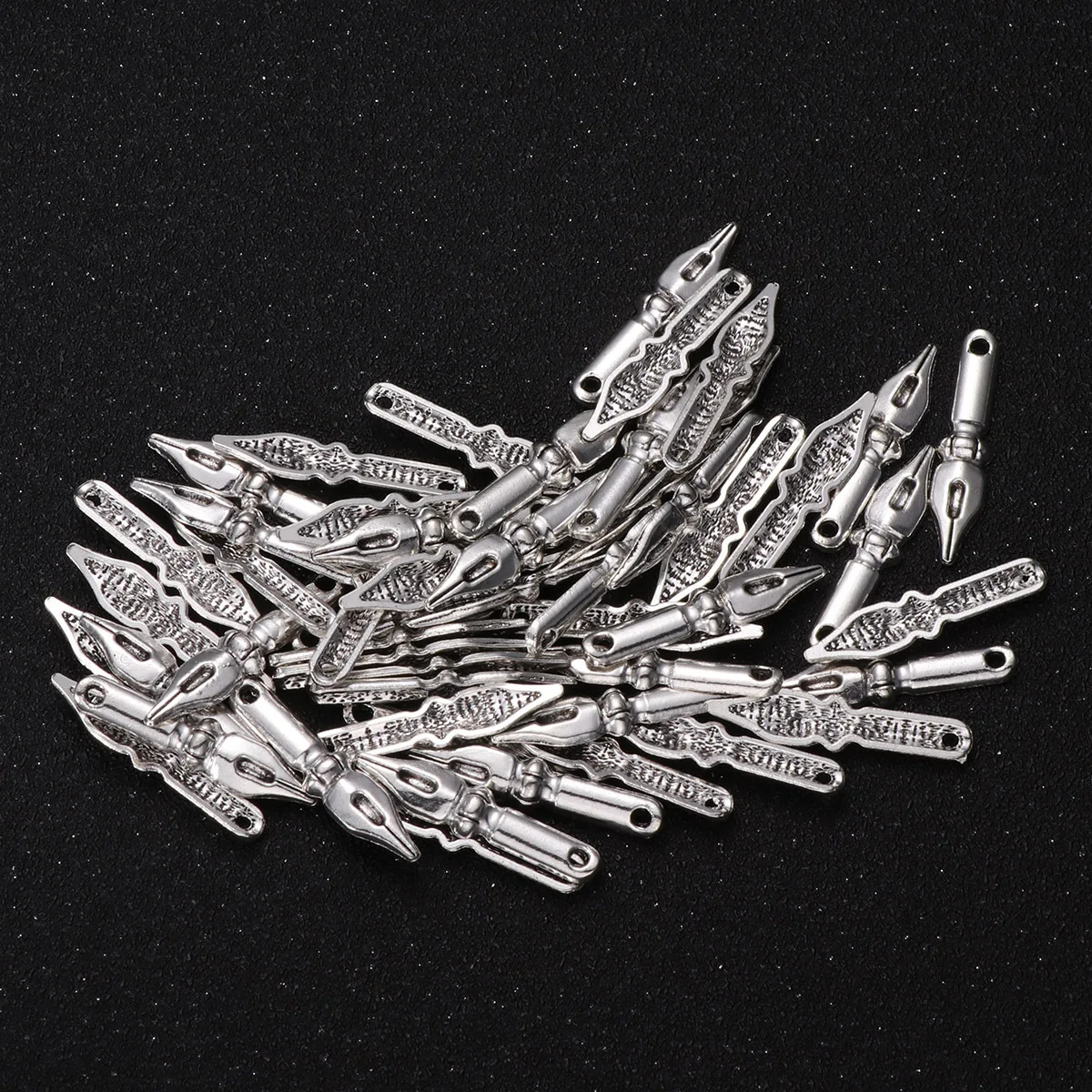 

50Pcs Graduation Season Pendant Alloy Charms Silver Polished Pen Shape DIY Jewelry Making Supplies for Bracelets Necklaces