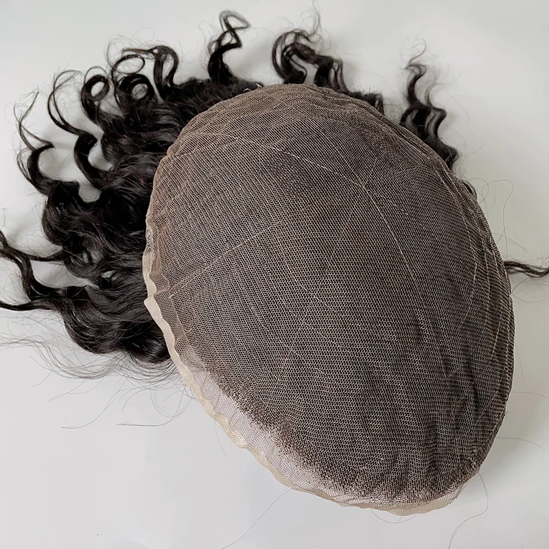 12 بوصة خط الشعر الطبيعي الشفافية كامل الدانتيل الشعر المستعار عقدة التبييض تصفيفة الشعر الطويل 100% نظام استبدال الشعر البشري للرجال #2