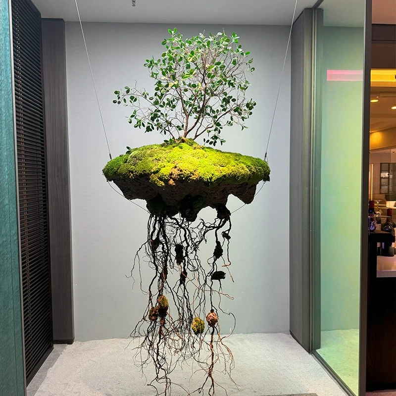 Green plant suspension hanging pendant, indoor tea room fake tree dead tree
