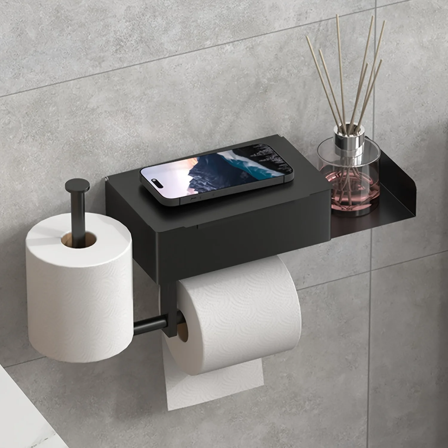 1pc All-In-One Toilet Paper Dispenser With  Shelf - Wall Mounted, Waterproof Design For Bathroom