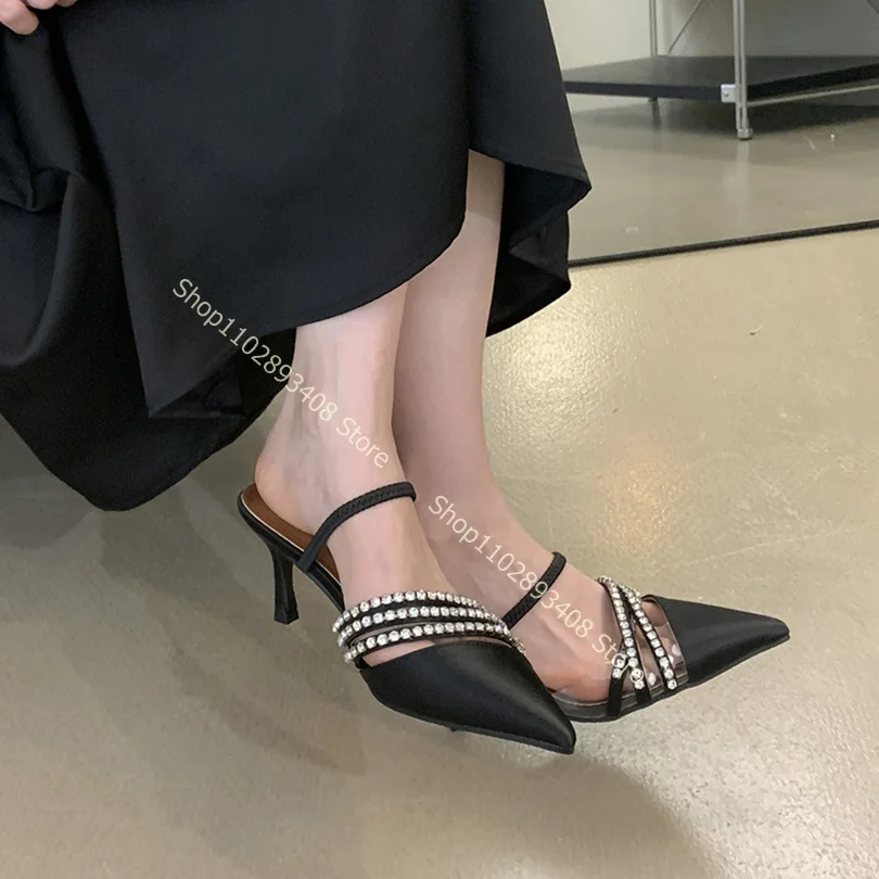 Sandalias de PVC con punta puntiaguda de cristal Para mujer, Zapatos de tacón alto fino, Sexy, a la moda, 2023