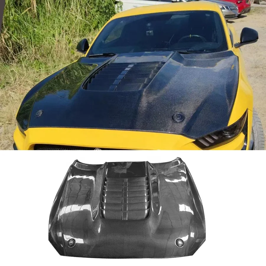

GT500 Style Carbon Fiber Material Engine Bonnet Hood For 2015-2021 Ford Mustang Hood Auto Parts