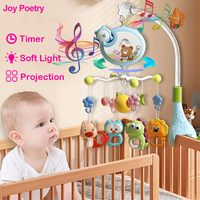 360° Musical Baby Crib Mobile Rotating Night Light Projection Bed Bell Toy Four Speed Timming Hanging Infant Newborn Bedside Gif
