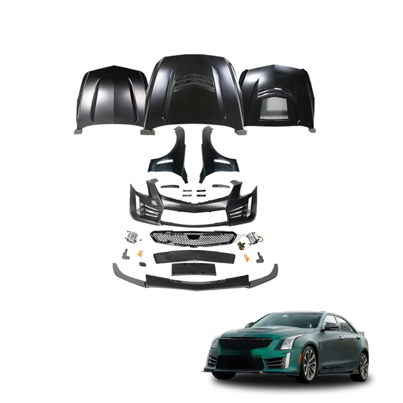 High Quality Tuning Body Kit Front Bumper Assembly Engine Hood Side Skirt Upgrade Parts for Cadillac ATS III Upgrade To ATS-V