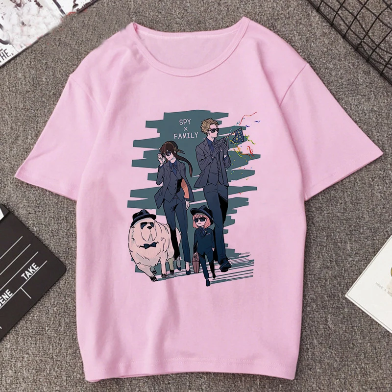 Manga Anya Forger Printed T-shirt Pink Funny Anime Spy X Family T Shirt Woman Harajuku Casual Short Sleeve Tee Women\'s T-shirts