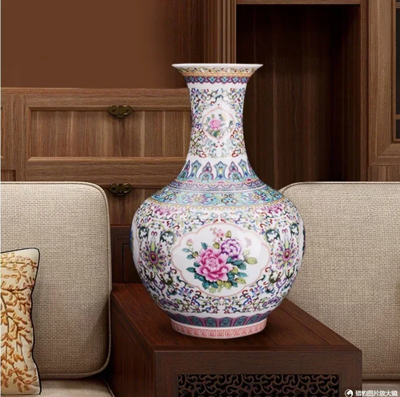 

Chinese Jingdezhen Ceramic Enamel Classical Vase Office Store Villa Furnishing Decoration Home Bookcase Cabinet Ornaments Crafts