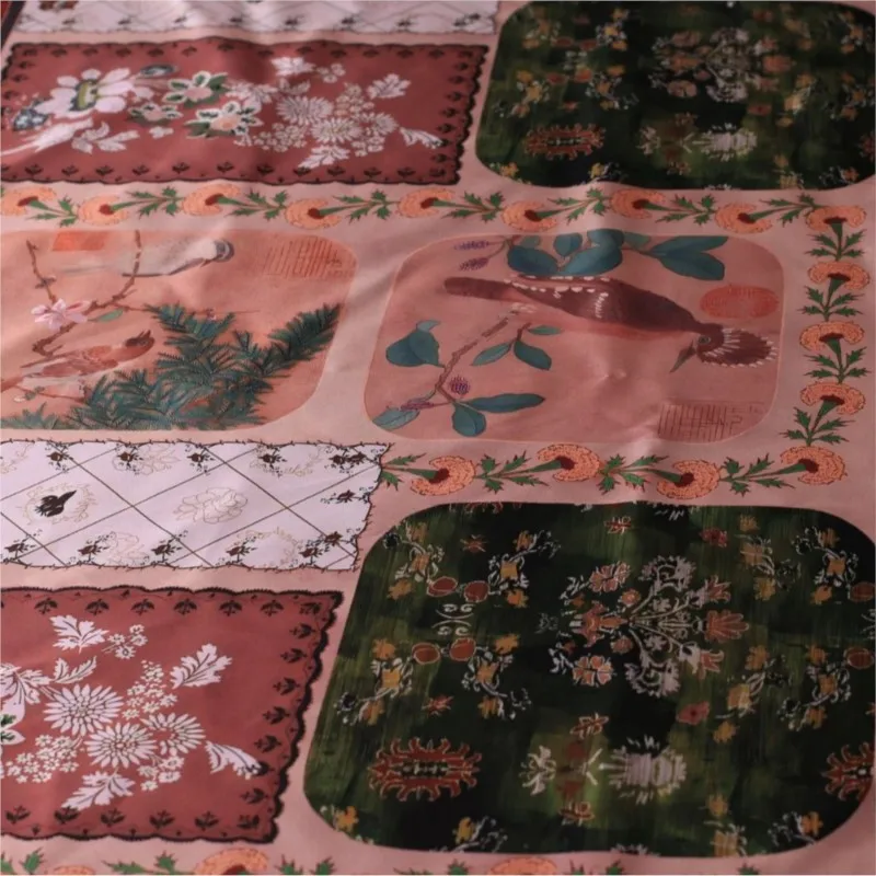 

Double-sided satin small flower printed fabric for handicrafts wrapping home tie-dye embroidery light luxury