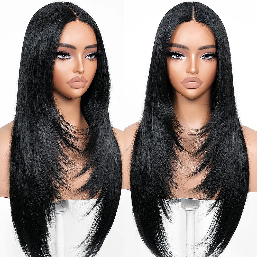 

Прозрачные 13x4 HD кружевные фронтальные парики Бразильские многослойные прямые парики плотности 400 для женщин 16-36 дюймов предварительно сорванные