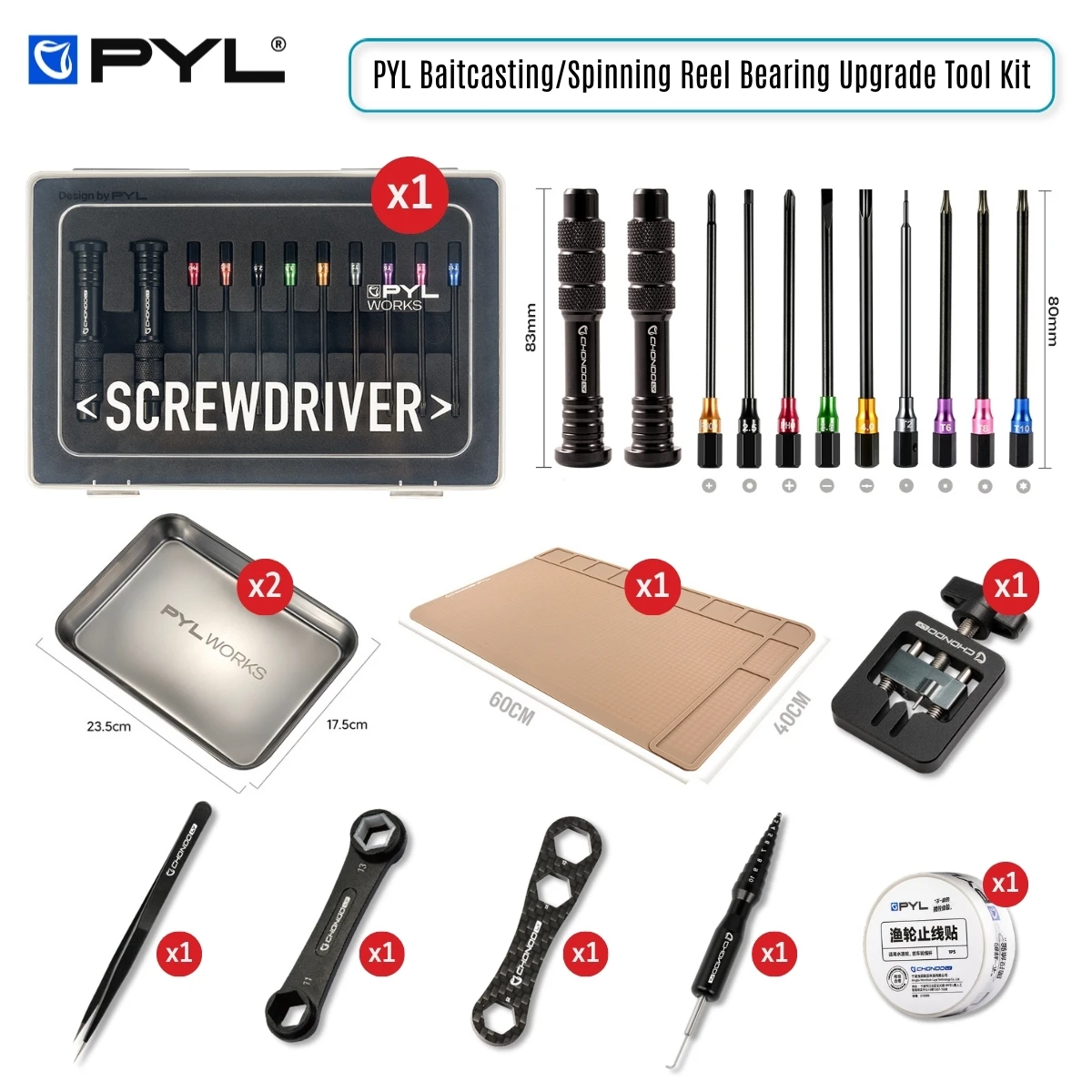 

PYL Fishing Reel Bearing Modification Tool Kit, Baitcasting&Spinning Reel Maintenance Repair Set for Bearing Replacement Upgrade
