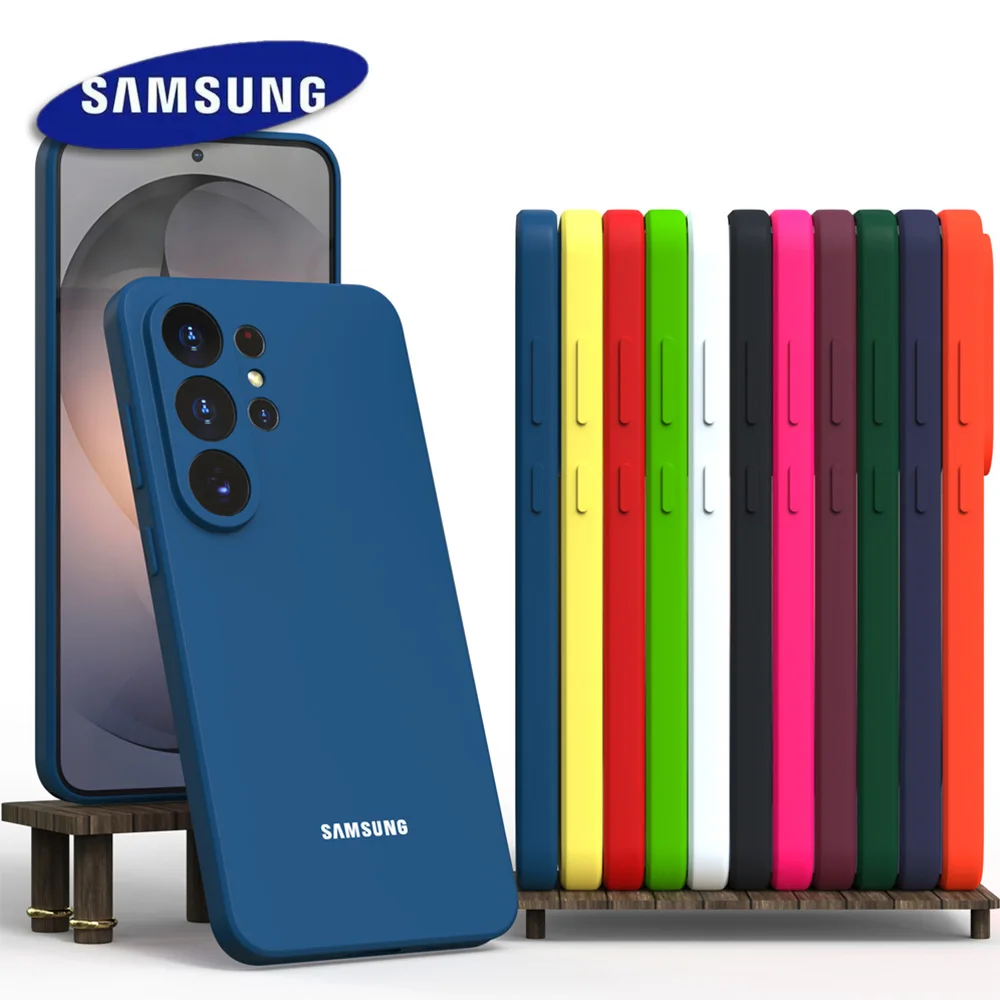 Coque de téléphone en silicone d'origine pour Samsung S26 S25 S24 S23 Ultra FE S22 Plus A56 A55 A54 A36 A17 5G, protection de l'appareil photo, coque arrière