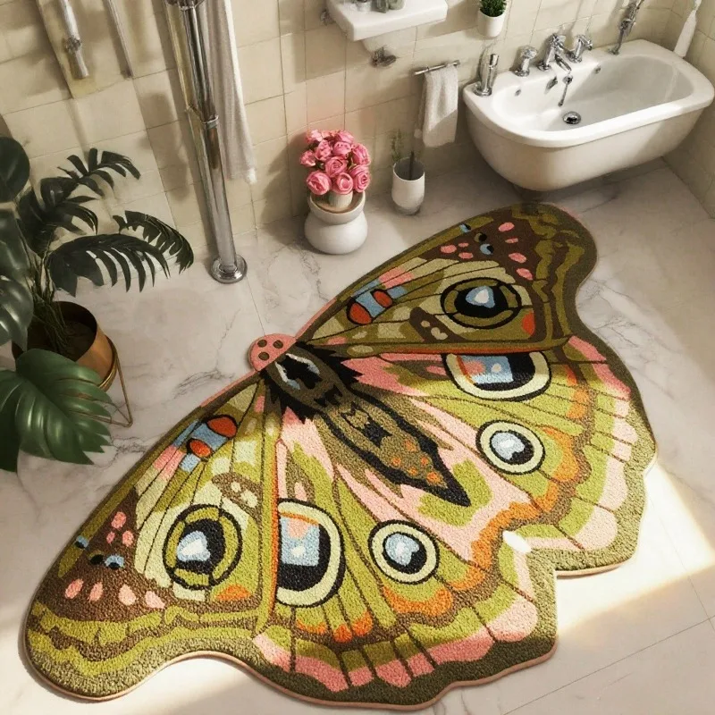 Tapete com design de borboleta retrô VIKAMA, macio e antiderrapante, tapete para sala de estar, quarto e entrada para decoração de casa.