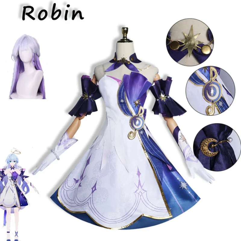 

Hookai star rail Robin cosplay costume full set Robin cosplay costume uniform Robin cosplay shoes Halloween Carnival party