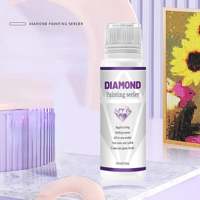 120ML Diamond Painting Sealer 5D Diamond Cross Stitch Art Glue Permanent Hold & Shine Effect Sealer Painting Puzzle Accessories