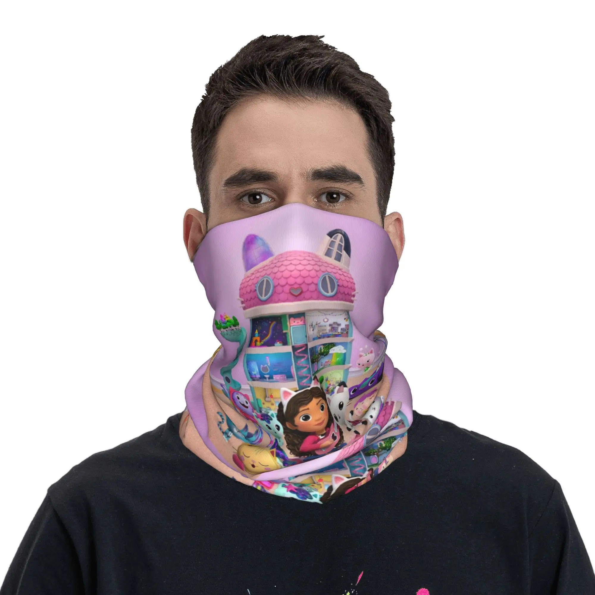 مخصص حورية البحر غابي دمية باندانا الرقبة الجراب للتزلج الجري الرجال النساء التفاف وشاح الكرتون القطط بالاكلافا دفئا