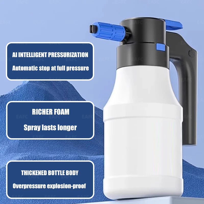 EAFC 1.5L 전기 자동차 물총 거품 분무기 식물 미스터 펌프 USB 분무기 물을 식물 창 청소 자동 자세히