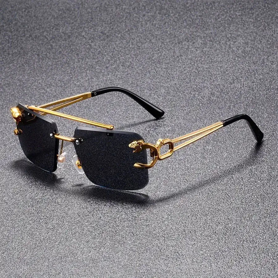 Neue stilvolle und personalisierte rahmenlose Leopardenkopf-Sonnenbrille, trendige Outdoor-Fahrsonnenbrille