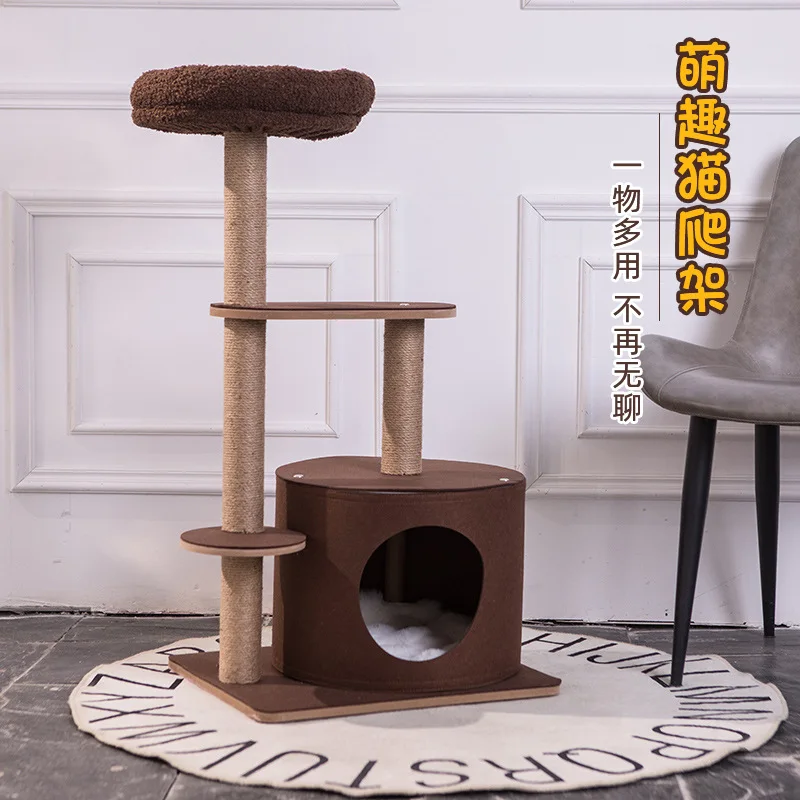 Cat Tree with Sisal Scratching Post, Multi-Level Climbing Frame, Space Capsule Bed, Interactive Toys for Multiple Cats, Home Use