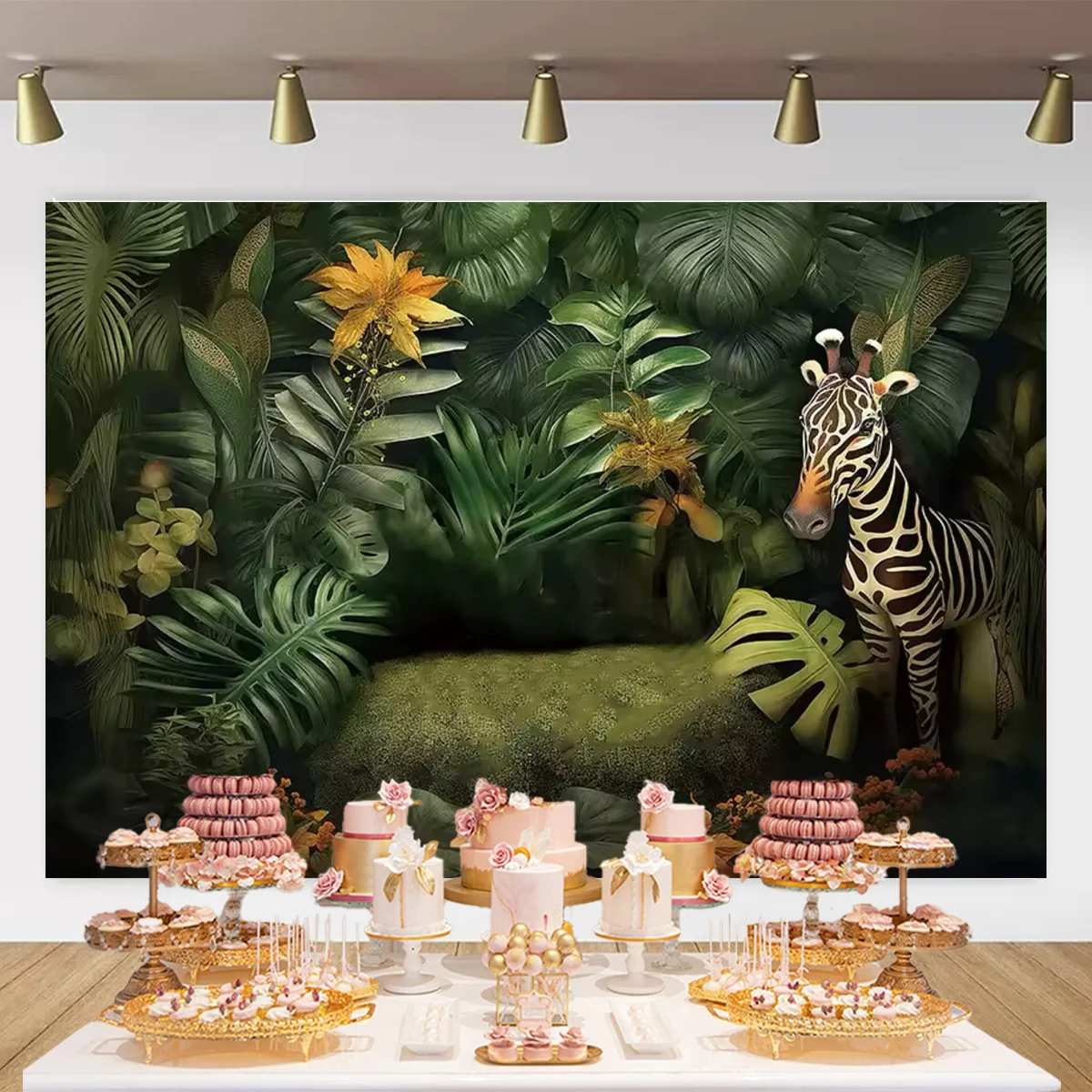 Umi Wild animal background primitive jungle lions elephants tigers children birthday party decoration newborn photography photo