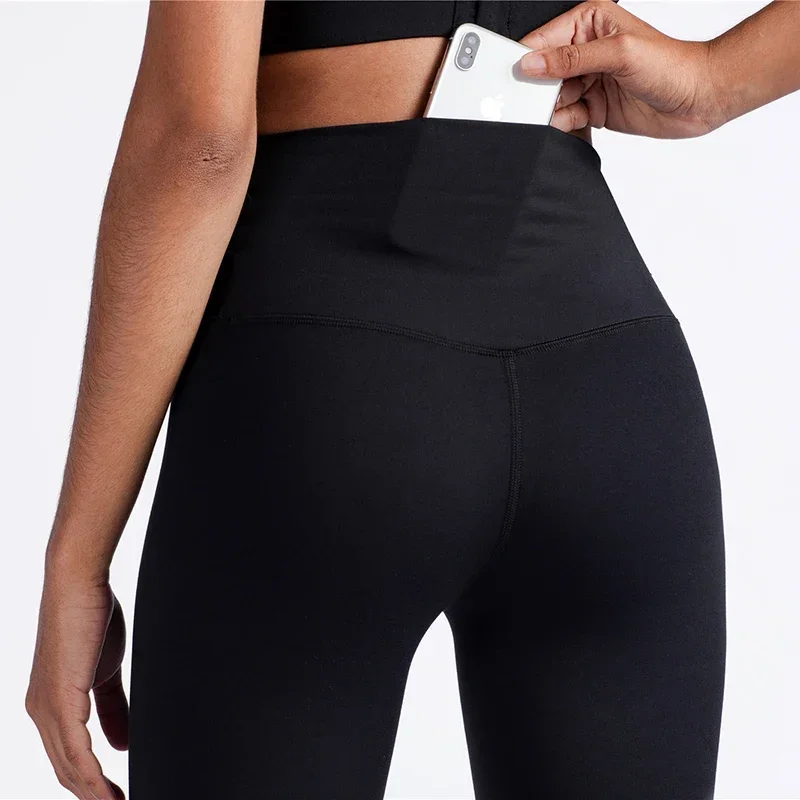 2023 Hot Sale New Arrival Skin-Friendly Female Yoga Leggings Solid Color High Waist Outside Running Pants Calf-Length