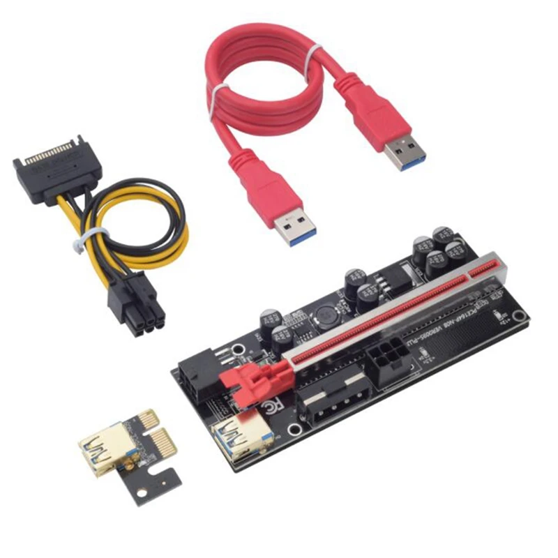 Upgraded VER009S Plus PCI-E PCIE Riser Card Ver 009S USB 3.0 SATA 15Pin To 6Pin Adapter For BTC Mining Miner