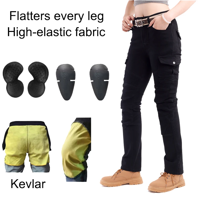 

Women Kevlar Motorcycle Pants Abrasion Resistant Protective Jeans Motocross Riding Gear for Spring Autumn