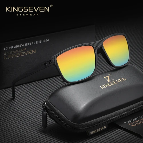 Imagen 2 del producto KINGSEVEN, gafas de sol informales a la moda para hombres y mujeres, gafas protectoras polarizadas UV400, gafas masculinas para pescar al aire libre y conducir