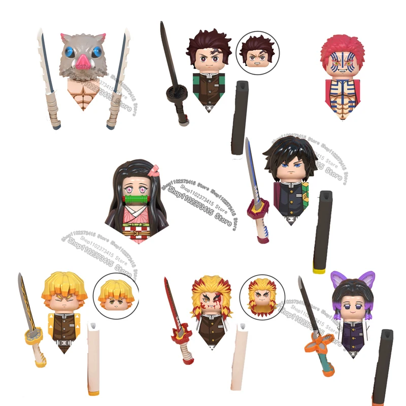 

WM blocks 6116 6137 6138 Demon Slayer Tanjirou Nezuko Inosuke Zenitsu Giyuu Rengoku Uzui Tengen anime bricks building blocks