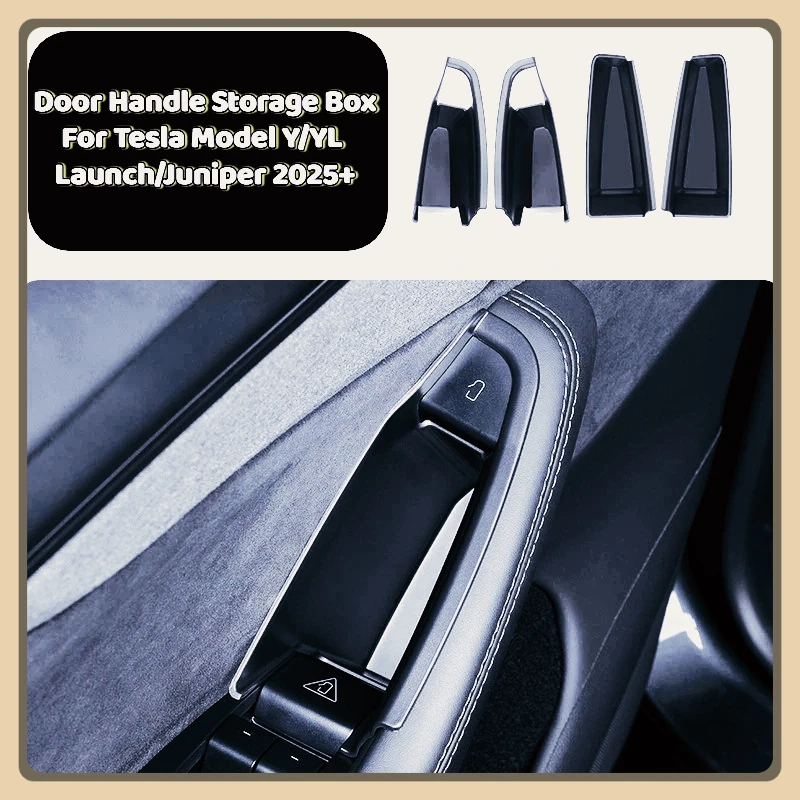 

For Tesla Model Y/YL Launch/Juniper 2025+ Door Interior Door Handle Storage Boxes Shelving Units Organizer Box Car Accessories