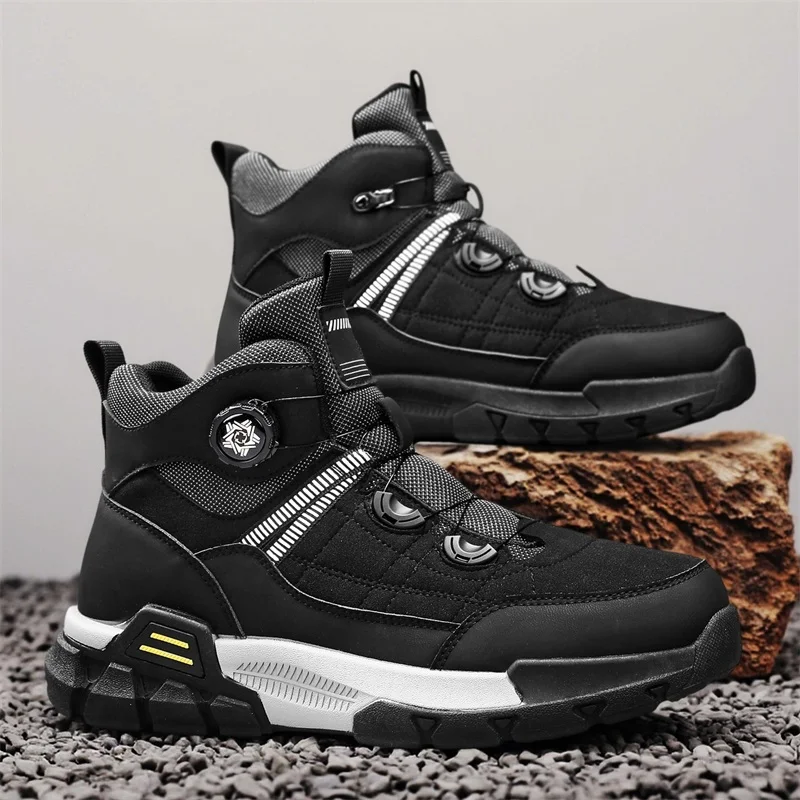 

Осенне-зимние мужские байкерские ботинки, модные высокие походные туфли с ручкой, мужские кроссовки, уличные мотоциклетные ботинки на нескользящей платформе, мужские