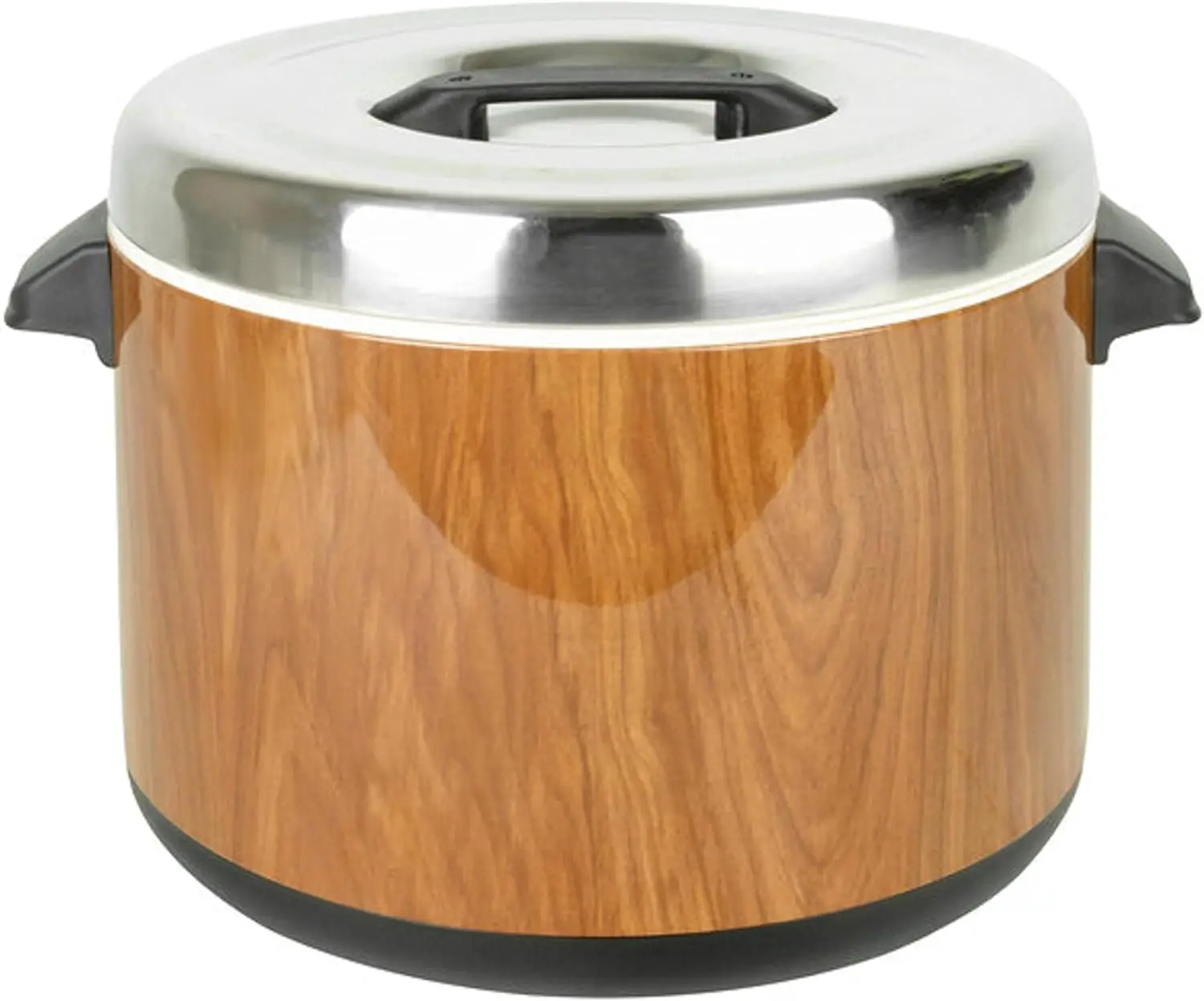

- 40 Cups Insulated Sushi Rice Pot Wood Grain Exterior Stainless Steel Interior & Lid with Plastic Handle- Sushi Rice