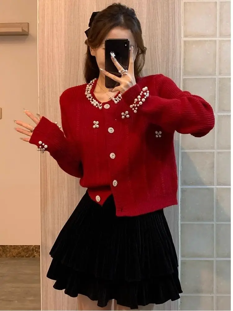 

Новинка 202, женский повседневный универсальный свитер на подкладке, облегающий милый открытый кардиган, пальто для поездок на работу, осень-зима, мода