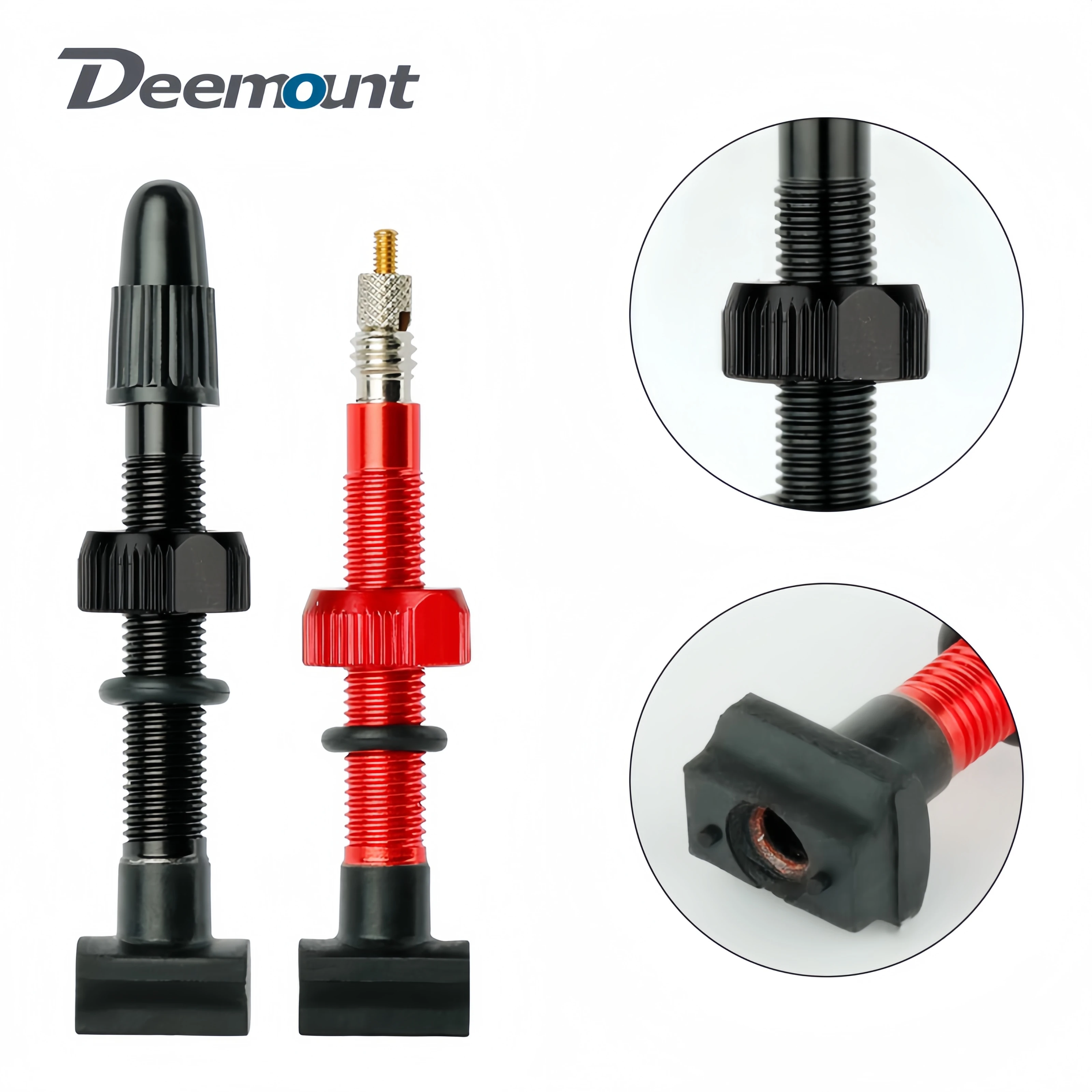 DEEMOUNT Bicycle Vacuum Tire Air Valve One piece Square Bottom FV (PV) French Tubeless Carbon Knife Ring 45/60/80MM