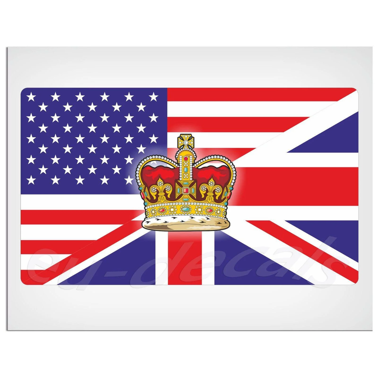 For Crown United States UK Union Jack double flag Laminated Decal Sticker