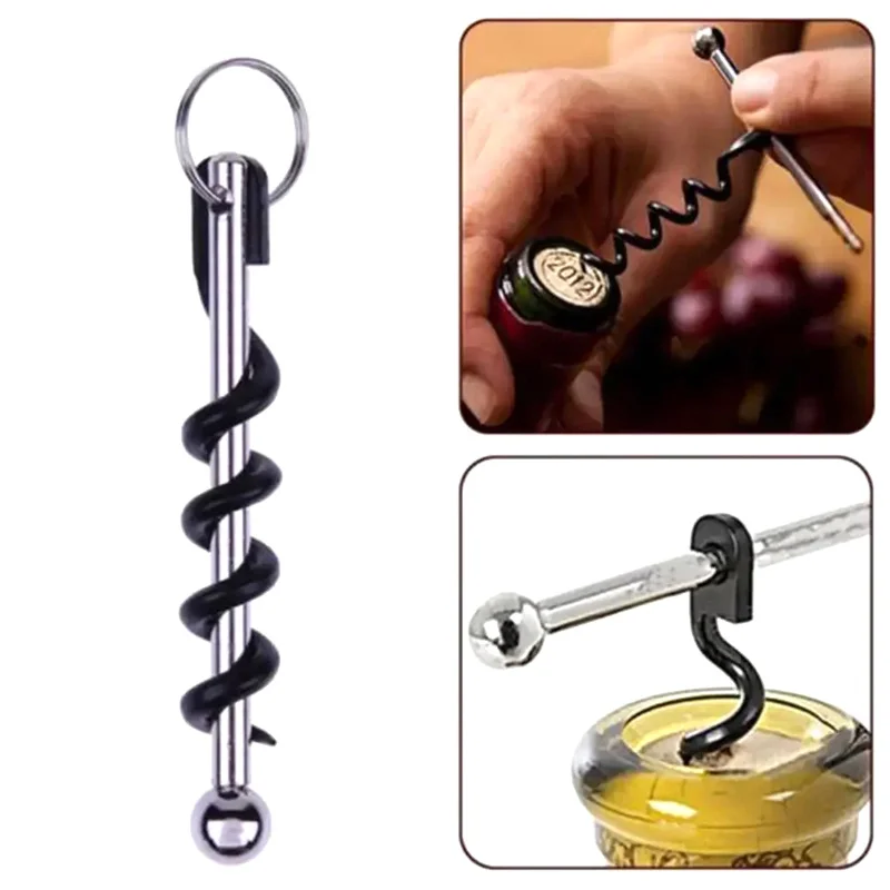 

Bottle Opener Outdoor Mini EDC Cork Screw Red Wine Bottle Opener Keyring Tool Multi-functional Camping Survival Equipment Tool