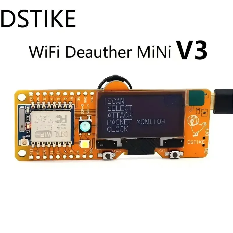 

ESP8266 OLED Development Board 1.3 Inch Screen DSTIKE WiFi Deauther MiNi V3 for Attack Disconnect 2.4G WiFi/Create fake networks