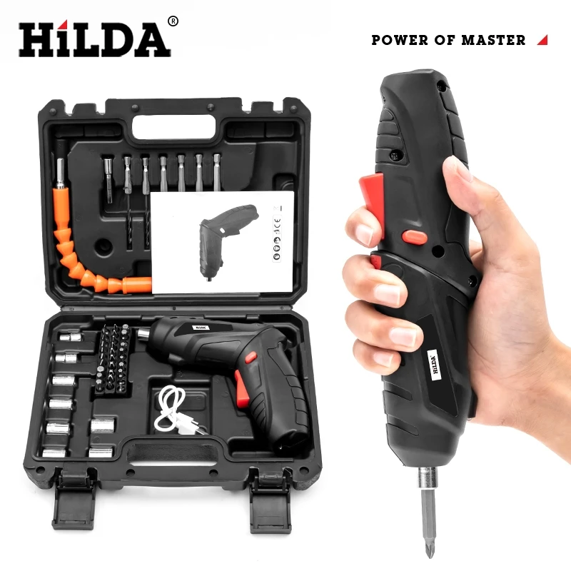 HILDA Power Tools 3.6V Handheld Electric Screwdriver Portable Cordless Electric Drill USB Rechargeable