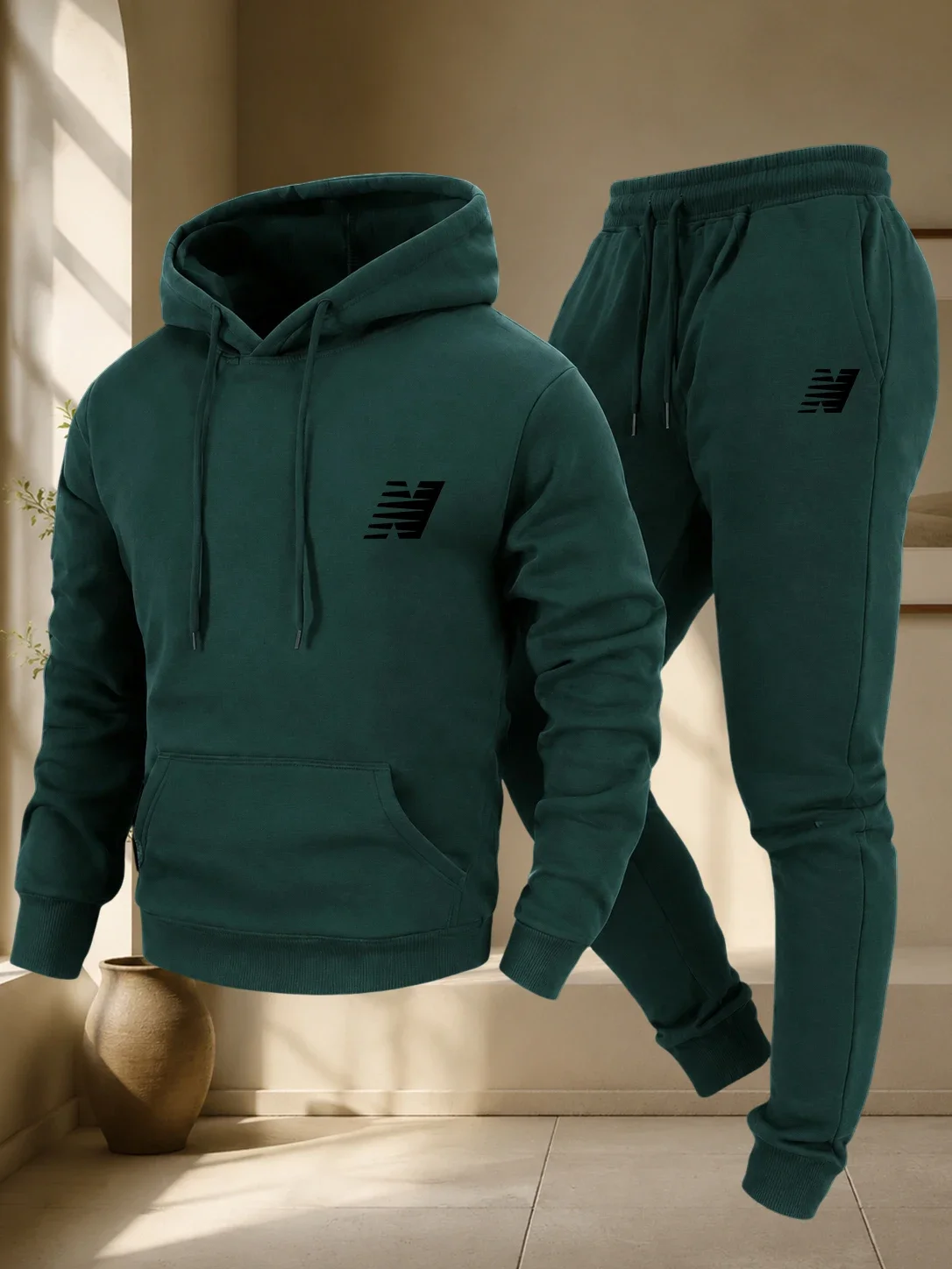 New Outdoor Sports Casual Wear - a Stylish Men's Hooded Sweatshirt and Sports Pants Set - view 2