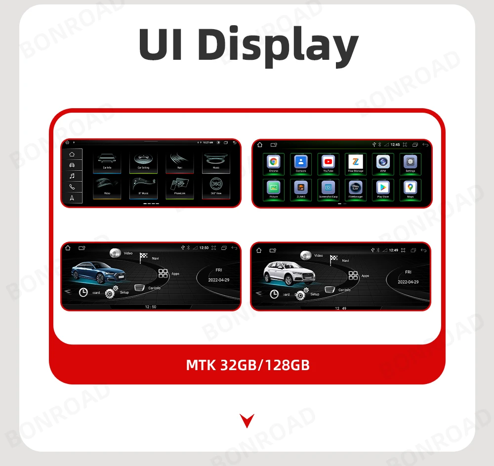 BONROAD For Audi Q5 2009-2016 Android Car Radio Multimedia Player Carplay Touch Screen Bluetooth WIFI GPS Navigation Stereo