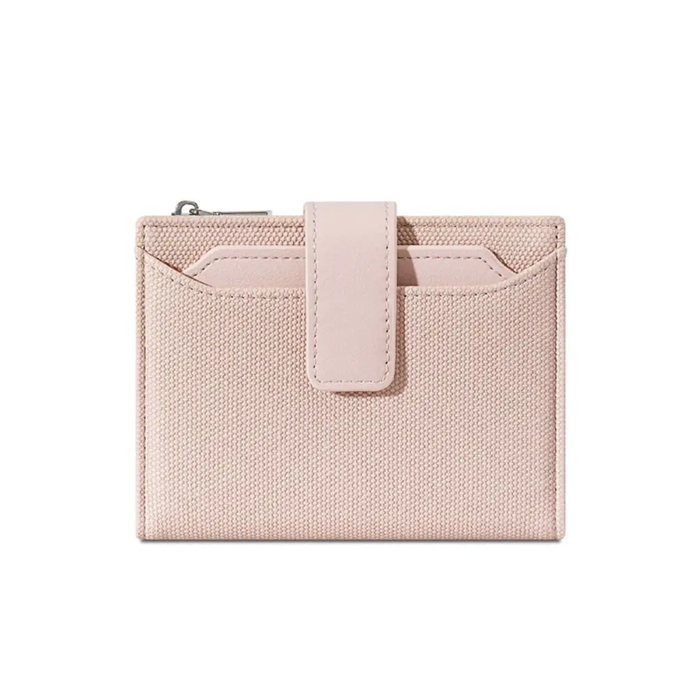 Practical PU Leather Women's Wallet Multi-Cards Slot Solid Color Mini Coin Pocket 2 Folds Anti-theft Zipper Coin Purse Unisex