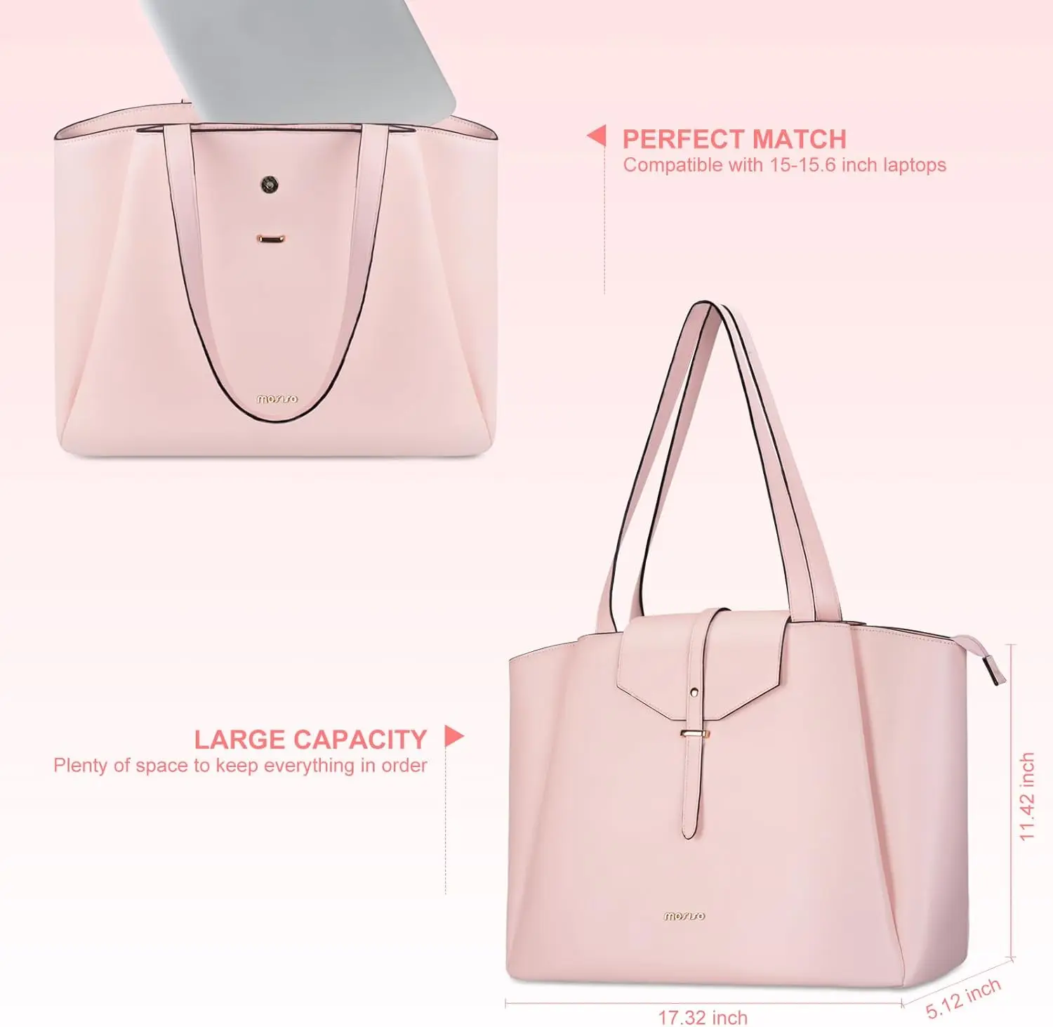 Laptop Tote Bag PU Leather Women's Handbag for MacBook Air Pro HP Dell Notebook Shoulder Briefcase Work Casual Travel Laptop Bag