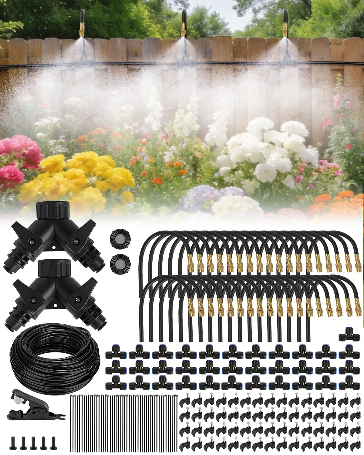 

240FT Drip Irrigation System with 36 Adjustable Nozzles, Quick-Connect Design for Garden, Lawn, Greenhouse