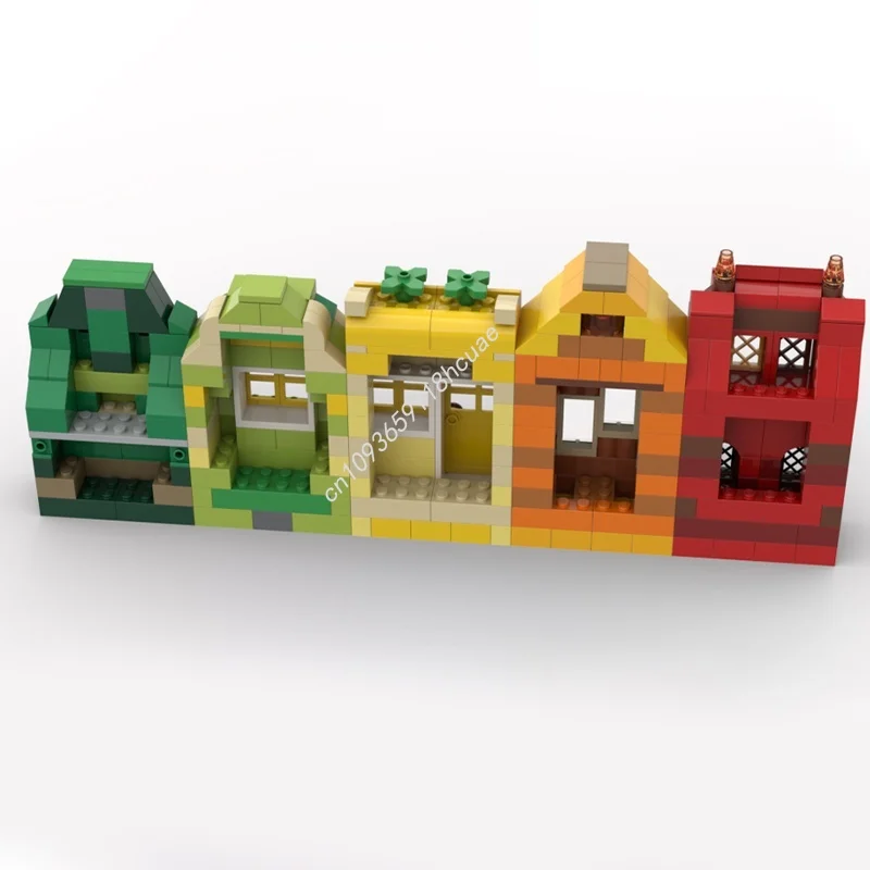 353 قطعة MOC قوس قزح منازل 1 5 أحمر أخضر كلاسيك نموذج اللبنات لتقوم بها بنفسك فكرة إبداعية هدية الكريسماس لعبة تعليمية عيد ميلاد #4
