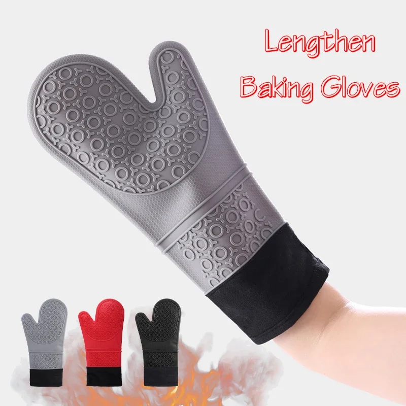 Verlängern Sie Silikon-Ofenhandschuhe, hitzebeständige Backhandschuhe, rutschfester Mikrowellen-Ofenhandschuh, Kochhandschuh für Grillhandschuhe in der Küche