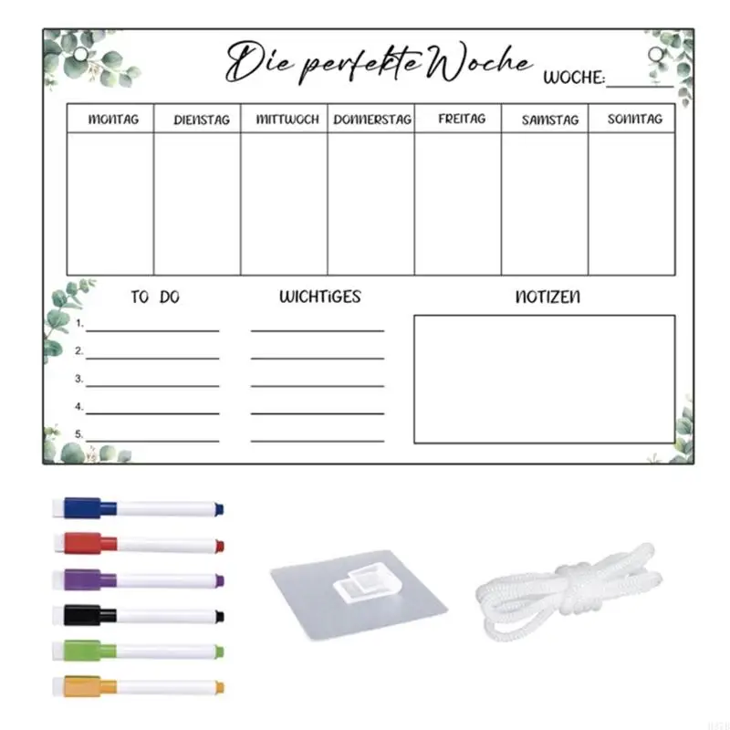 لوحة مذكرات أسبوعية مثبتة على الحائط من الأكريليك الشفاف قابلة للمسح H37B للتخطيط