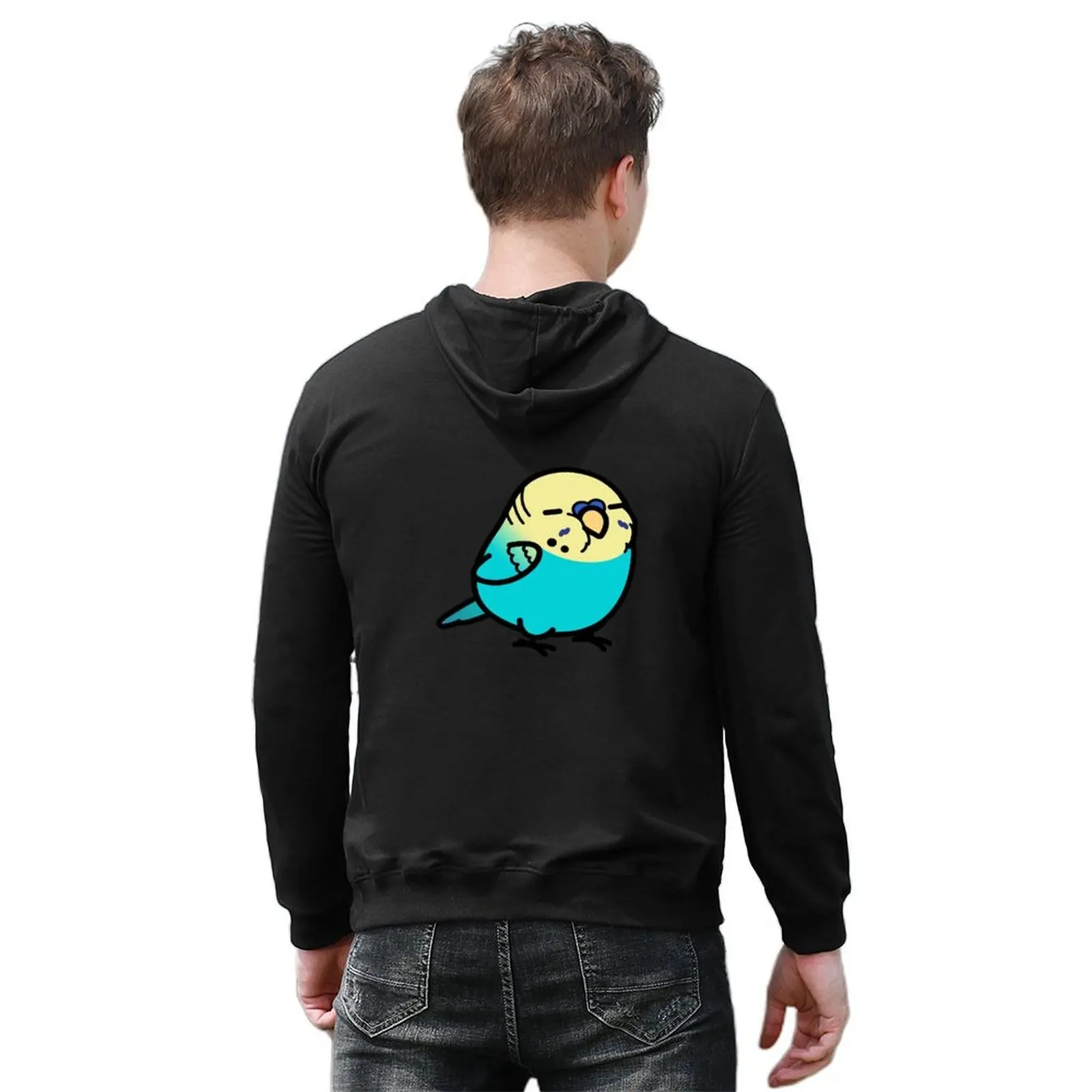 Chubby Sky Blue Yellow-headed English Budgie - Male Hoodie anime clothing mens clothes autumn clothes japanese hoodie