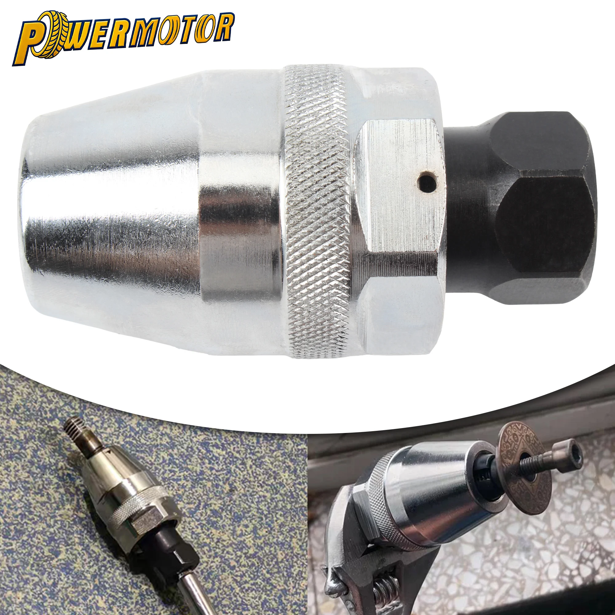 

3/8in Drive Stud Extractor Motorcycle Universal Steel Alloy Broken Bolt Remover For 1/4in‑1/2in Rounded Studs Moto Repair Tool