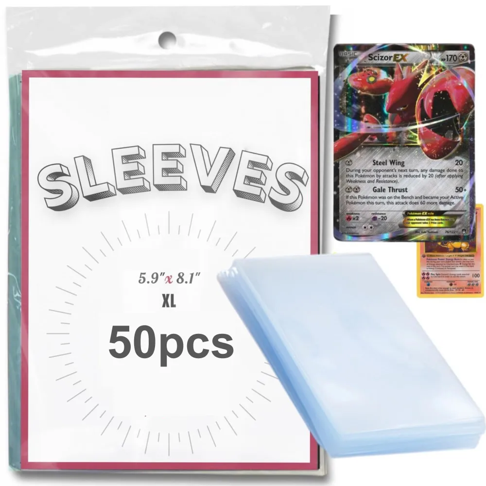 50PCS Jumbo Sleeves Transparent Holder Protector For Oversized Card Trading Game Sport Cards Toy Gift L XL Large Size