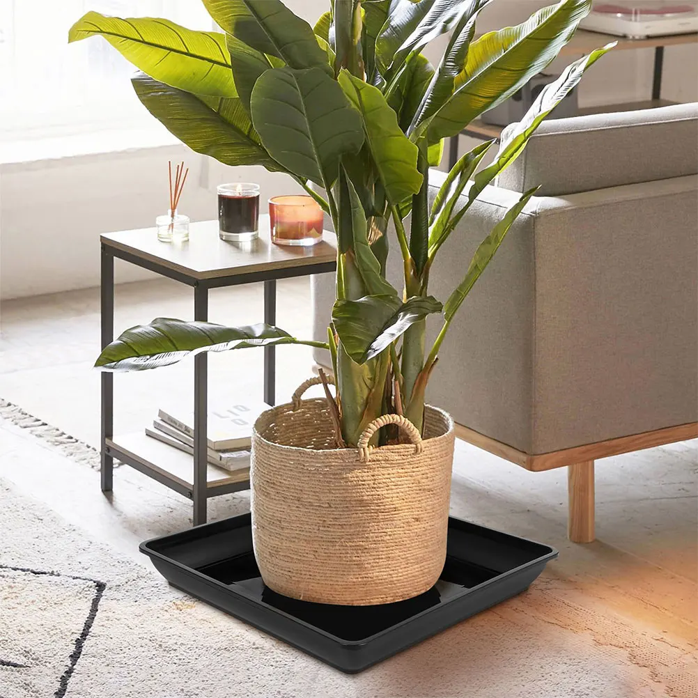 

6 Pcs Flower Pot Tray Square Saucer Planter Thickened Base Water Collection Balcony Outdoor Indoor Plastic