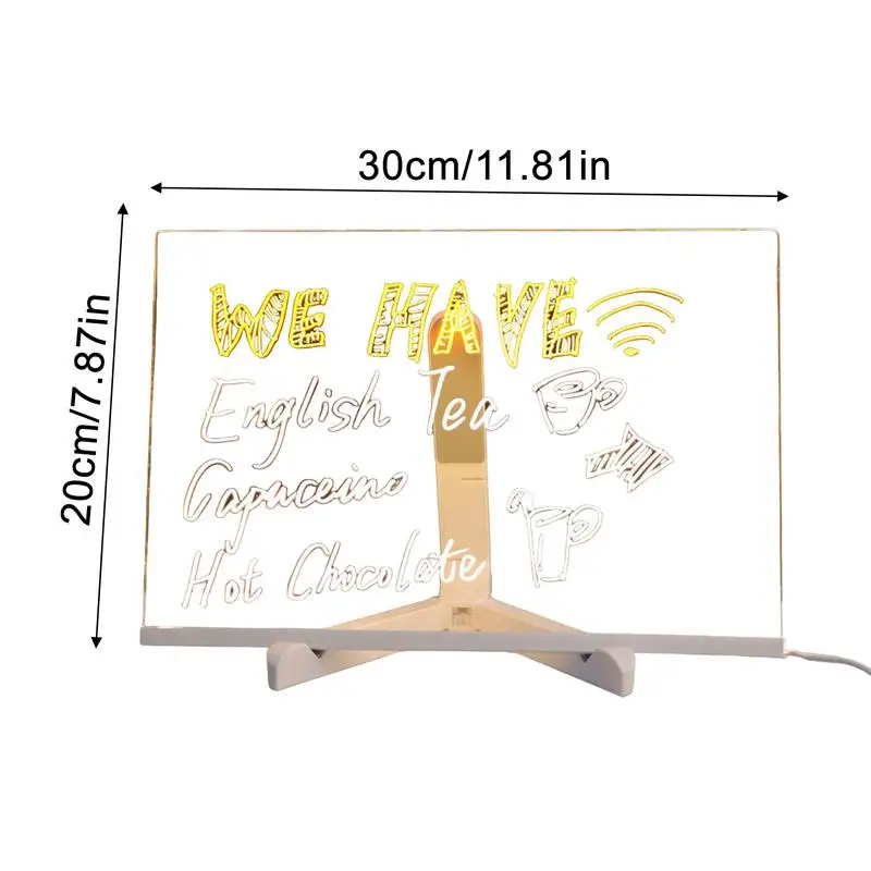 Доска для сухого стирания с подсветкой, светодиодная доска для сообщений с буквами и 7 красочными ручками, акриловая доска для рисования для офиса, школы, дома