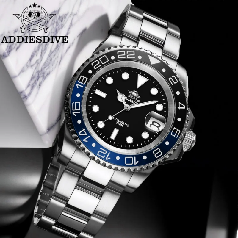 

ADDIESDIVE AD2503 Luxury Men Watch Water Sapphire Glass Waterproof 200M C3 Super Luminous Calendar Automatic Mechanical Watch